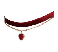 NHYHEHMR Jewelry New 2025 Arrival Classic Gothic Tattoo Choker Necklace Red Heart Pendant Necklaces For Women Fashion Jewelry Valentine's Gift With For You Accessories Trendy Creative Gift Gift