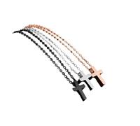 NHYHEHMR Jewelry New 2025 Arrival Small Cross Pendants Her's Gift Women Christian Necklaces Black Rose Color Stainless Steel Chain Fashion With For You Accessories Trendy Creative Gift gift