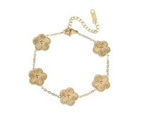 NHYHEHMR Jewelry New 2025 Arrival Stainless Steel Laser Five Leaf Flower Petal Adjustable Bracelet Classic Woman Her Jewelry Party With For You Accessories Trendy Creative Gift Gift