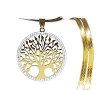 NHYHEHMR Jewelry New 2025 Arrival Tree Of Life Crystal Stainless Steel Choker Necklace For Women Color Chain Necklaces Pendants Jewelry Arbre De Vie With For You Accessories Trendy Creative Gift Gift