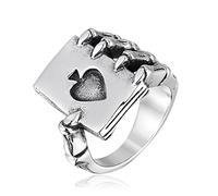 NHYHEHMR Lucky Spade Un anillo de tarjetas de juego 316L de acero inoxidable Fashion Rock Hip-Hop Punk Jewelry RETRO RETO RETRO
