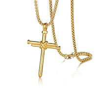 NHYHEHMR Men's Fashion Accessories Nails And Rope Cross Pendant Long Sweater Chain Punk Necklaces Hip Hop Rock Gift