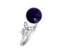 NHYHEHMR Mujeres anillo ajustable hoja amatista anillo abierto piedra preciosa joya de banda de dedo para el dedo para la promesa de boda veneno