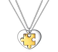 NHYHEHMR Nuevo collar de corazón de acero de titanio para mujeres amantes de la mujer y rompecabezas colgante del colgante de rompecabezas joyas de compromiso