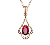 NHYHEHMR Pendant Necklace Women, Rose Necklaces Women Necklaces Diamond 0.45ct Red Ruby Drop Oval Necklaces Rose