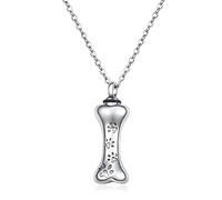 NHYHEHMR Pet Dog Memorial Urn Necklace Retro Urn Dog Bone Shape Pet Hair Necklace In Jewelry