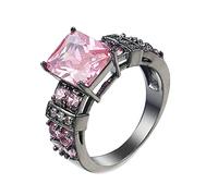 NHYHEHMR Plated 18ct Rings Women, Promise Rings Women Retro Rectangular Shape Wedding Band Cubic Zirconia