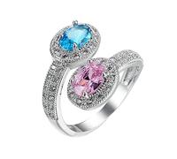 NHYHEHMR Plated 18ct Rings Women, Wedding Rings Ladies Unique Design Oval Shape Cubic Zirconia Engagement Ring