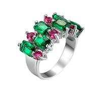NHYHEHMR Plated 18ct White Rings Women, Engagement Ring for Her Classic Rectangular Shape Cubic Zirconia Wedding Band