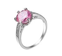 NHYHEHMR Plated 18K White Ring Women, Wedding Band Women Simple Elegant Solitaire Ring Round Shape Cubic Zirconia Promise Rings