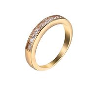 NHYHEHMR Plated Ring Women, Promise Rings Women Classic Simple Ring Rectangular Shape Cubic Zirconia Promise Rings