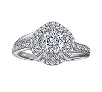 NHYHEHMR Promise Ring for Women, 925 Rings for Women Half Eternity Halo Round 5.5MM Cubic Zirconia Rings