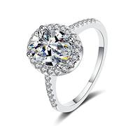 NHYHEHMR Promise Ring for Women, Wedding Rings for Women Flower Oval Moissanite/Cubic Zirconia Engagement Ring