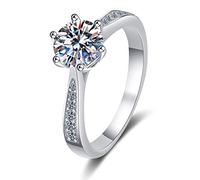 NHYHEHMR Promise Rings for Women, Dainty Rings for Women Classic 6 Prong Round Cubic Zirconia/Moissanite Wedding Ring
