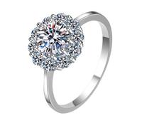 NHYHEHMR Ring 925 for Women,Flower with Moissanite/Cubic Zirconia Engagement Rings Women