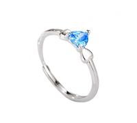 NHYHEHMR Ring Women Corazón ajustable Controlada Azul Zirconia Joyería de banda de anillo abierto para la promesa de boda Fingers Circlet Día de la Madre Veneno