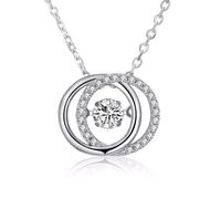 NHYHEHMR S Interlocking Large And Small Double Circle Round Pendant Necklace Chain Circle Of Life For Women