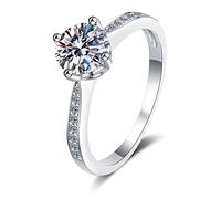 NHYHEHMR Wedding Band for Women, Rings for Women Classic 4 Prong Round Cubic Zirconia/Moissanite Engagement Rings