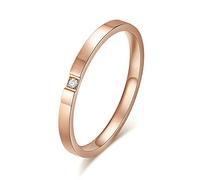 NHYHEHMR Wedding Band for Women, Stainless Steel Ring Women Thin 2MM Solitaire Cubic Zirconia Free Engraved Engagement Promise Rings Vintage