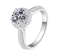 NHYHEHMR Wedding Band White Rings for Women 9K, Eternity Ring for Women Shiny Classic 4 Prong Round Lab Diamond and Moissanite Wedding Rings White