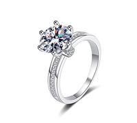 NHYHEHMR Wedding Ring for Women, Engagement Ring for Women Half Eternity 6 Prong Round Cubic Zirconia/Moissanite Promise Rings
