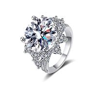 NHYHEHMR Women Engagement Ring, Wedding Ring for Women Luxury Heart Flower 4 Prong Round Cubic Zirconia/Moissanite Promise Rings