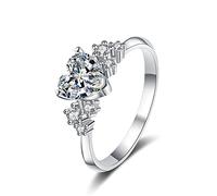 NHYHEHMR Women Wedding Rings, S Rings for Women Classic 3 Prong Heart Cubic Zirconia/Moissanite Engagement Ring