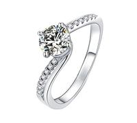 NHYHEHMR Women Wedding Rings, Womens Rings 925 Moissanite Ring Women Solitaire Classic Design 4 Prong Round 1ct