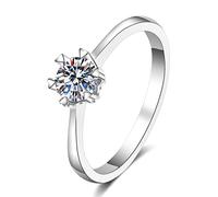 NHYHEHMR Womens Engagement Rings, Dainty Rings for Women Solitaire Heart 6 Prong Round Cubic Zirconia/Moissanite Wedding Ring