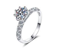 NHYHEHMR Women's Wedding Bands, Women Rings Classic 8 Prong Round Moissanite/Cubic Zirconia Promise Ring