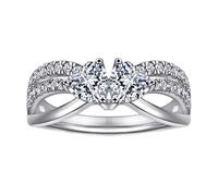 NHYHEHMR Womens Wedding Ring, Women Rings 925 Elegant Double Heart 5x5MM Cubic Zirconia Rings