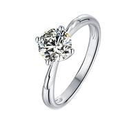 NHYHEHMR Womens Wedding Ring, Women Rings 925 Moissanite Ring Vintage Classic Solitaire 4 Prong Round 1ct