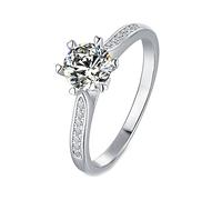 NHYHEHMR Womens Wedding Ring, Women Rings 925 Moissanite Ring Women Half Eternity Heart 6 Prong Round 1ct