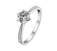 NHYHEHMR Womens Wedding Ring, Womens Rings 925 Moissanite Ring Band Half Eternity 6 Claws Round 1ct