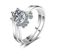NHYHEHMR Womens Wedding Ring, Womens Rings Classic 2 Rings Set Heart Round Moissanite/Cubic Zirconia Promise Ring