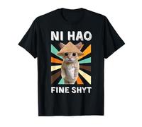 Ni HAO Fine Shyt Funny Gen Z Brain Rot Cat Meme Social Media Camiseta