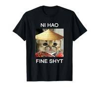 Ni HAO Fine Shyt Funny Gen Z Brain Rot Cat Meme Social Media Camiseta