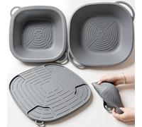 Ni-n-ja Cr-is-piMolde Silicona Freidora de Aire, Totalmente Cerrado Moldes Silicona Air Fryer, 2 Recipiente Air Fryer y 1 Alfombrilla Aislante, para Ni-n-ja Cr-is-pi Airfryer FN101EU(3.8L、1.4L)