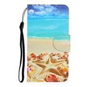 NiaCoCo Compatible con iPhone XS MAX Funda de Cuero PU con Ranura para Tarjeta Billetera Patrón de Estrella de mar en Relieve 3D TPU Hebilla magnética Cubierta Protectora