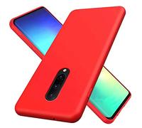 NiaCoCo Compatible con OnePlus 7 Pro Carcasa Ultra Delgada a Prueba de Golpes Silicona Líquida Funda para Teléfono Gel Suave Microfibra de Caucho Rayado Protector Caso (Rojo)