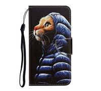 NiaCoCo Compatible con Samsung Galaxy J6 Plus(2018) Funda de Cuero PU con Ranura para Tarjeta Billetera Patrón de Sombrero Negro en Relieve TPU Hebilla magnética Cubierta Protectora