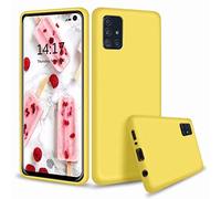 NiaCoCo Compatible con Samsung Galaxy S20 Funda Silicona liquida Ultra Delgado a Prueba de Choques Carcasa de Telefono +1pcs Protector de Pantalla Gratis-(Amarillo)