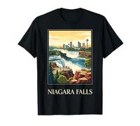 Niagara Falls Canada Retro Cascada Gráfico de Viaje Camiseta