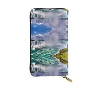 Niagara Falls - Cartera larga de piel con estampado de cataratas para mujer, a la moda, con múltiples ranuras para tarjetas, bolsillo para monedas, color negro, talla única