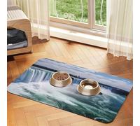 Niagara Falls - Tapete de alimentación para mascotas de 30 x 45 cm, tapete absorbente para cuenco de comida y agua, de piel sintética, impermeable, de secado rápido, sin manchas