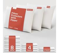 Niagara - Par de protectores de almohada estándar a prueba de plumas, mezcla de algodón, 20 x 26 pulgadas, fundas de almohada de alta calidad, no arrugadas, paquete de 2 fundas con cremallera,