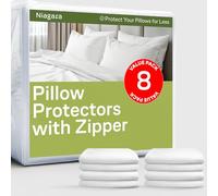 Niagara - Protectores de Almohada con Cremallera, tamaño estándar (Paquete de 8) - 100% Resistentes a Las Manchas, el Polvo y la Suciedad - Protector de Almohada estándar hipoalergénico Suave para un