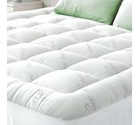 Niagara Sobrecolchón de bambú | Topper para colchón 150 x 200 cm | Grosor 2.5 cm | Refrescante, Transpirable para aliviar el Dolor de Espalda, Bolsillos Profundos para colchones de 20-50 cm, Blanco