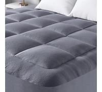 Niagara Topper matrimonial 160 x 200 Grosor 2.5 cm Bambú - Transpirable y Fresco - El cubrecolchón con bolsillo profundo se adapta a colchones 20x50 cm, Gris