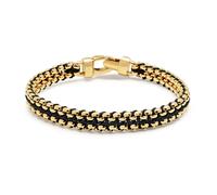 Nialaya- Black Woven Box Chain Bracelet in Gold- Accessories- Hombre- Amarillo- L- Black Woven Box Chain Bracelet in Gold